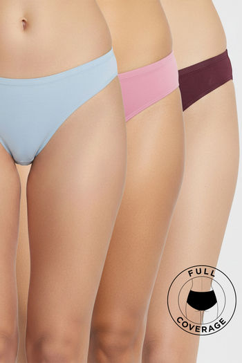Buy Zivame Low Rise Full Coverage Bikini Panty (Pack of 3) - Multicolor